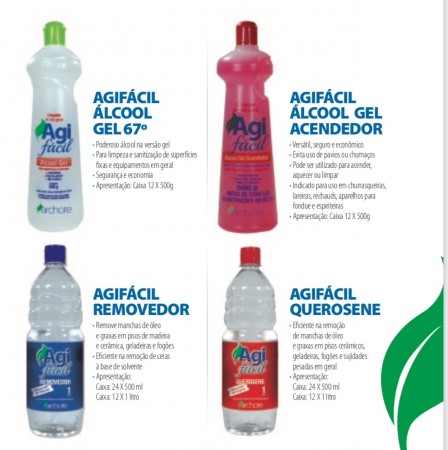 Água Sanitária Agi Facil (1L, 2L e 5L) - Alcool Gel 67, Alcool Gel Acendedor, Removedor e Querosene